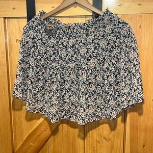 B Jewel Peplum Style Mini Skirt Elastic Waist Floral Skirt Size Large
